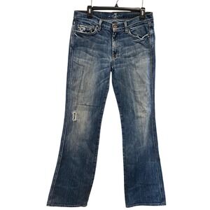 7 For All Mankind Mens Relaxed Bootcut Jeans Blue Distressed Pocket Medium Wash